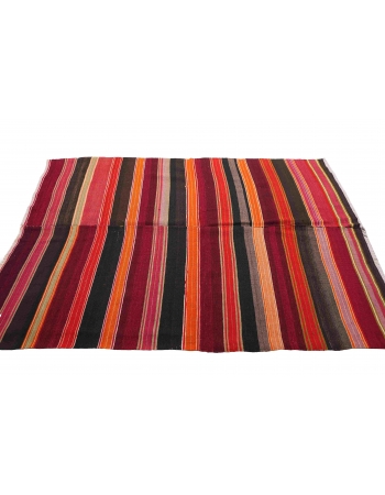 Vintage Striped Turkish Kilim Rug - 5`0