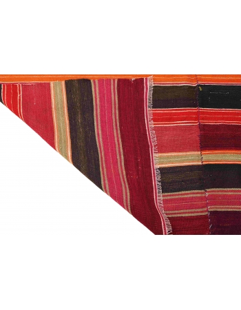 Vintage Striped Turkish Kilim Rug - 5`0