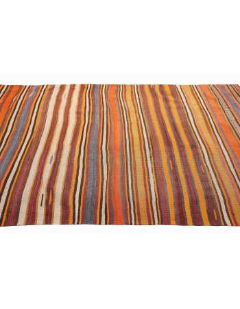 Striped Vintage Turkish Kilim Rug - 5`1