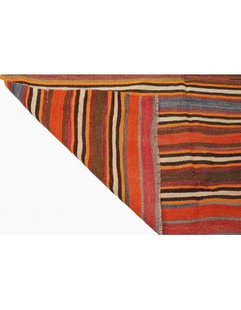 Striped Vintage Turkish Kilim Rug - 5`1