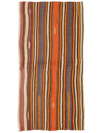 Small Vintage Striped Kilim Rug - 2`7″ x 5`0″