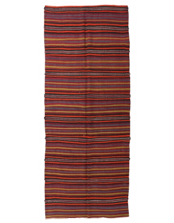 Striped Vintage Colorful Kilim Rug - 4`9″ x 11`5″