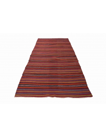 Striped Vintage Colorful Kilim Rug - 4`9