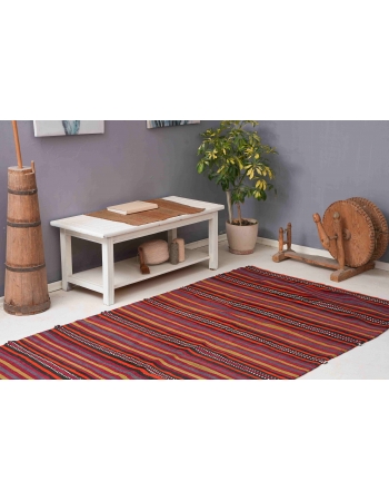 Striped Vintage Colorful Kilim Rug - 4`9