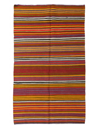 Colorful Vintage Striped Kilim Rug - 5`1″ x 8`6″