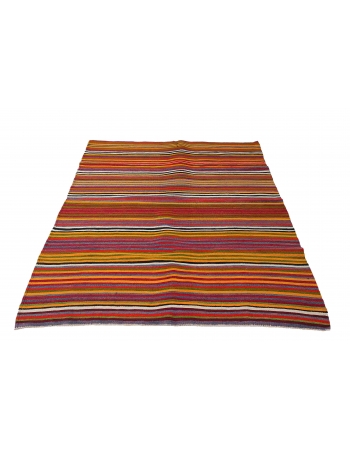 Colorful Vintage Striped Kilim Rug - 5`1