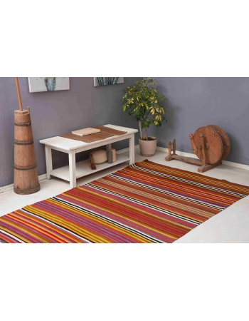 Colorful Vintage Striped Kilim Rug - 5`1