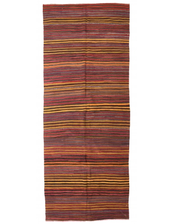 Vintage Striped Area Kilim Rug - 5`3″ x 13`5″