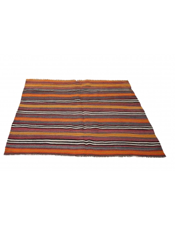Turkish Striped Decorative Kilim Rug - 4`2
