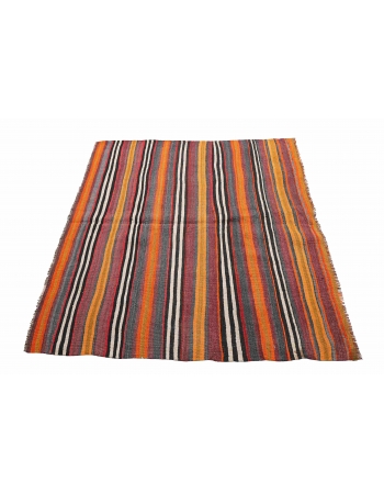 Turkish Striped Decorative Kilim Rug - 4`2