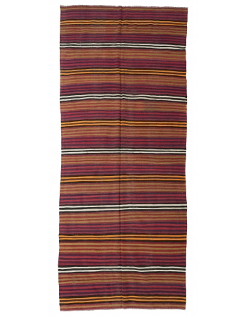 Striped Colorful Vintage Kilim Rug - 5`3″ x 12`5″