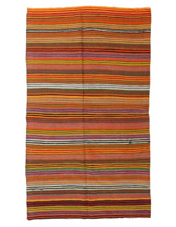 Colorful Vintage Striped Kilim Rug - 5`0″ x 8`6″