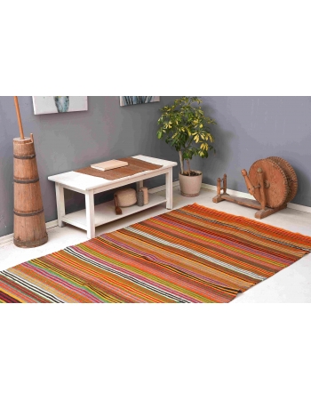 Colorful Vintage Striped Kilim Rug - 5`0