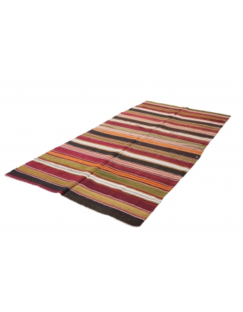 Striped Vintage Turkish Kilim Rug - 4`8