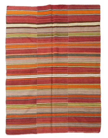 Decorative Striped Vintage Kilim Rug - 5`3″ x 7`1″