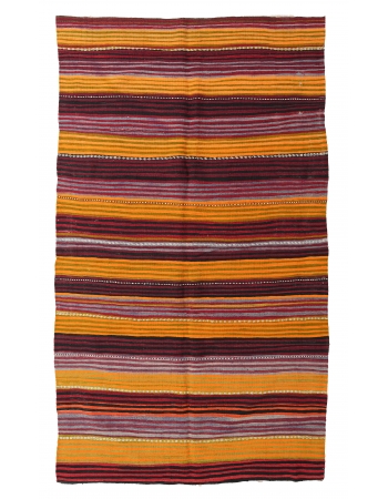 Striped Turkish Vintage Kilim Rug - 5`5″ x 10`0″