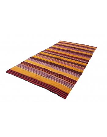 Striped Turkish Vintage Kilim Rug - 5`5