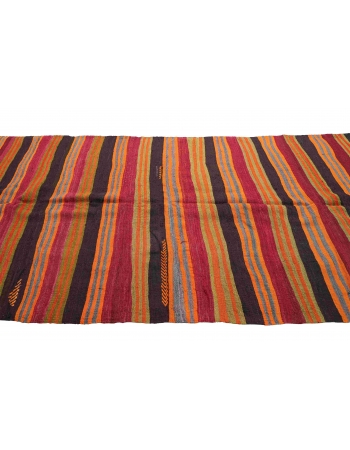 Vintage Turkish Striped Kilim Rug - 5`1