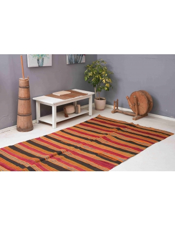 Vintage Turkish Striped Kilim Rug - 5`1