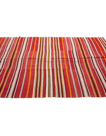 Striped Vintage Turkish Kilim Rug - 5`1