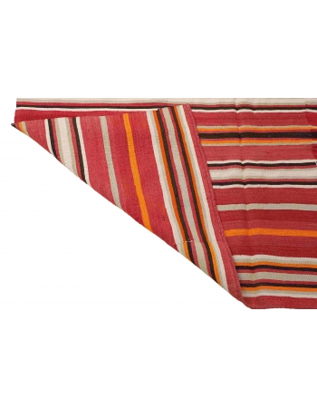 Striped Vintage Turkish Kilim Rug - 5`1