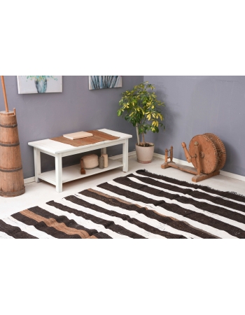 Black White Hemp Kilim Rug - 6`3