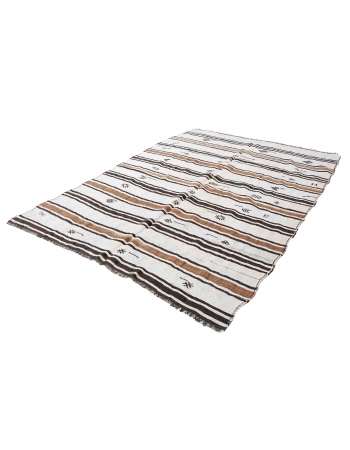 Vintage Decorative Turkish Hemp Kilim Rug - 6`8
