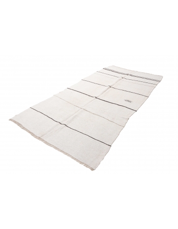 White Black Vintage Hemp Rug - 4`11