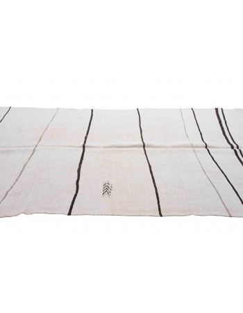 White Black Vintage Hemp Rug - 4`11