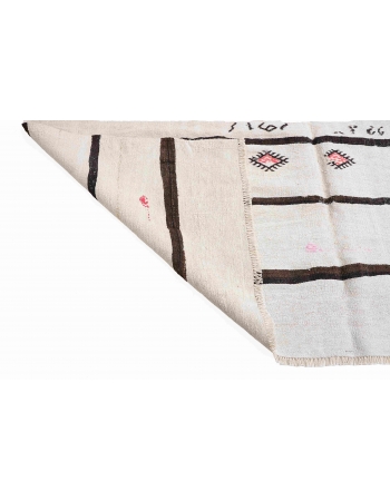 Striped White Black Hemp Kilim - 6`7