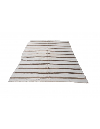 Brown White Striped Hemp Kilim Rug - 5`9