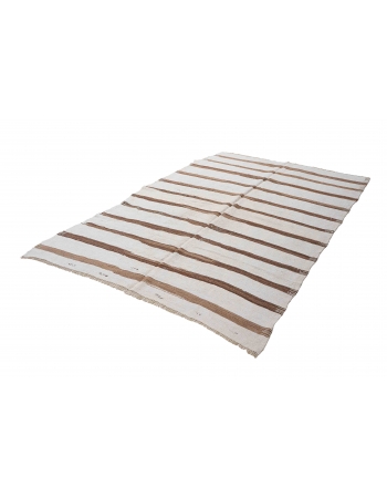 Brown White Striped Hemp Kilim Rug - 5`9
