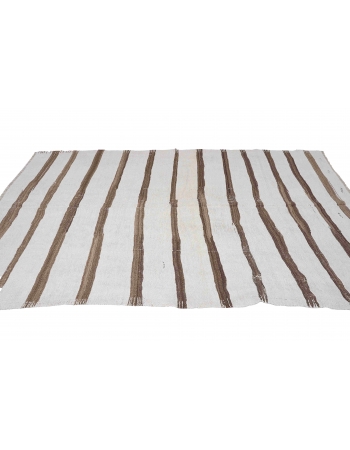 Brown White Striped Hemp Kilim Rug - 5`9