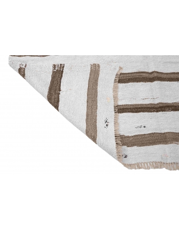 Brown White Striped Hemp Kilim Rug - 5`9