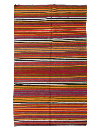 Colorful Vintage Striped Kilim Rug - 5`1" x 8`6"