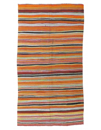 Decorative Striped Turkish Kilim Rug - 6`0" x 10`6"