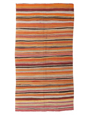 Decorative Striped Turkish Kilim Rug - 6`0″ x 10`6″