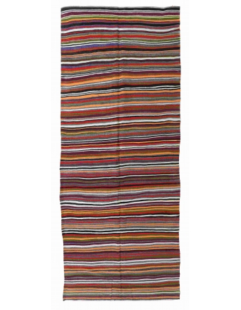 Decorative Striped Vintage Kilim Rug - 4`7" x 11`5"