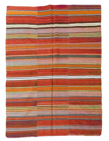 Decorative Striped Vintage Kilim Rug - 5`3" x 7`1"