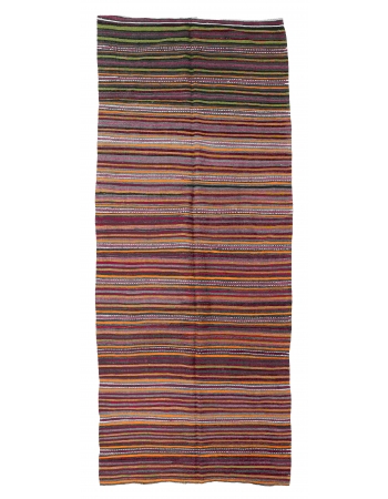 Decorative Vintage Striped Kilim Rug - 4`11" x 12`2"
