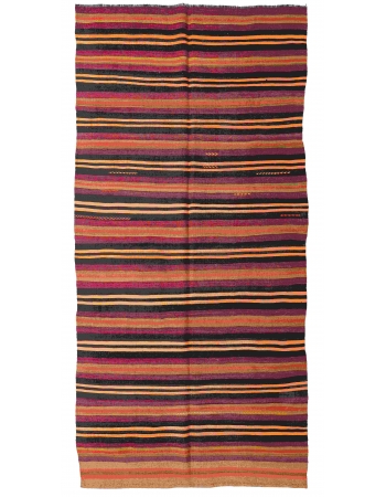 Decorative Vintage Striped Kilim Rug - 5`1" x 10`10"