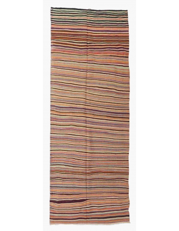 Faded Vintage Striped Kilim Rug - 5`1" x 12`6"