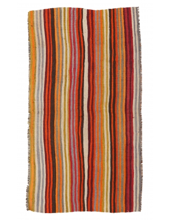 Small Vintage Striped Kilim Rug - 3`3″ x 5`11″