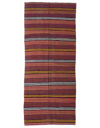 Striped Colorful Vintage Kilim Rug - 5`3" x 12`5"