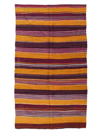 Striped Turkish Vintage Kilim Rug - 5`5" x 10`0"