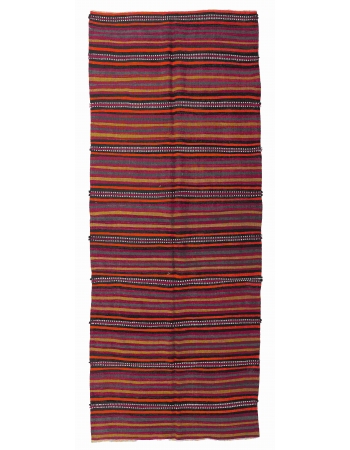 Striped Vintage Colorful Kilim Rug - 4`9" x 11`5"