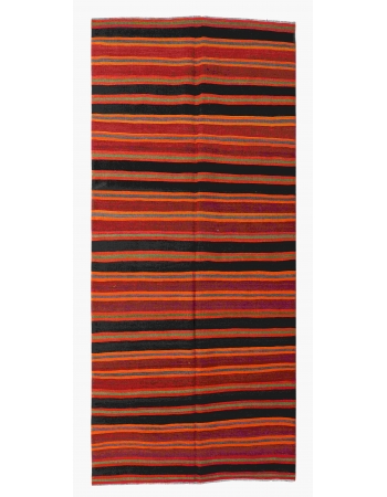 Striped Vintage Turkish Kilim Rug - 5`1" x 10`9"