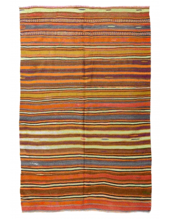 Striped Vintage Turkish Kilim Rug - 5`1" x 8`0"