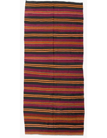 Striped Vintage Turkish Kilim Rug - 5`3" x 11`6"