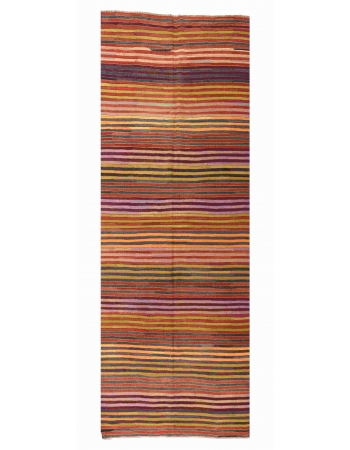 Striped Vintage Turkish Kilim Rug - 5`3" x 14`3"